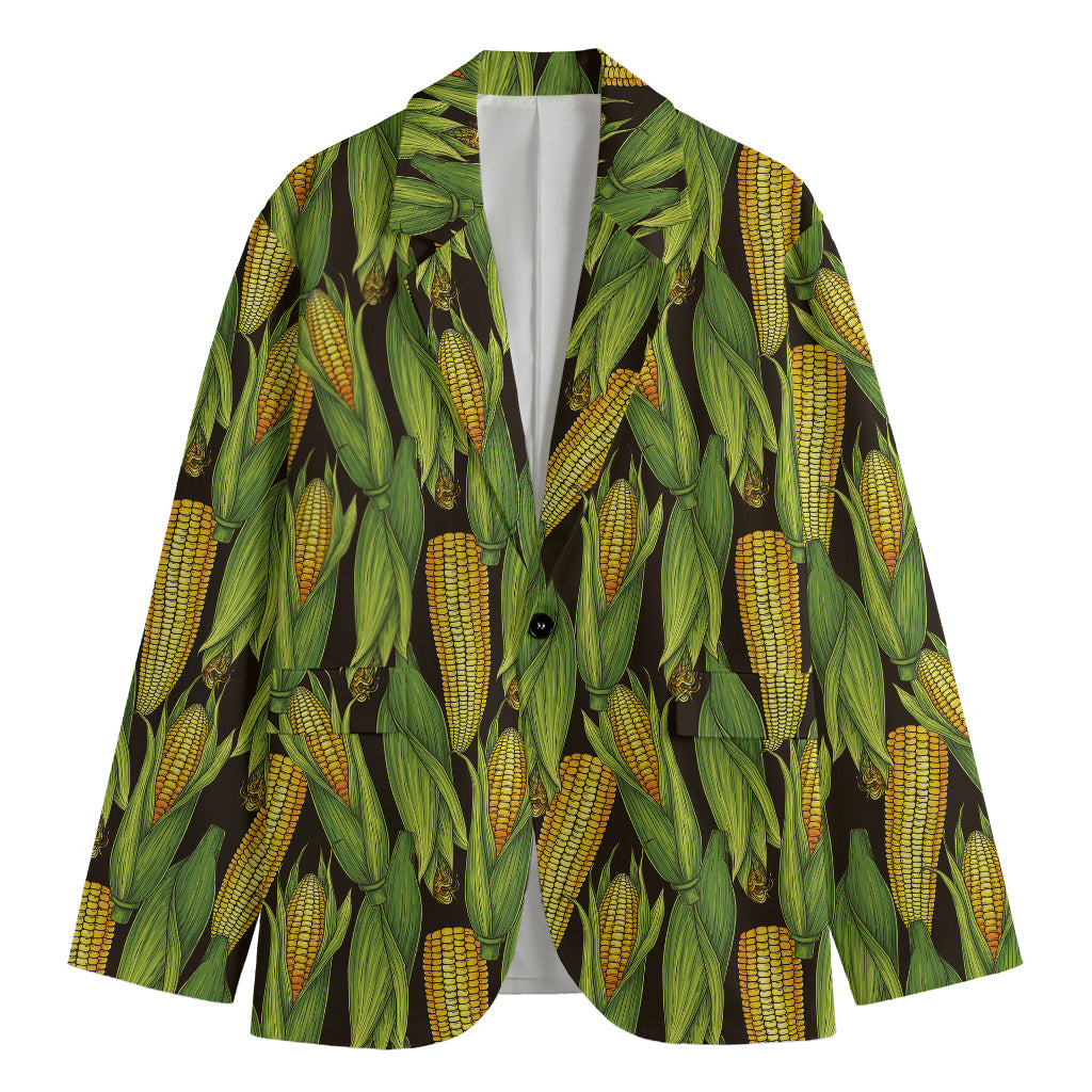 Hand-Drawn Corncob Pattern Print Men's Blazer