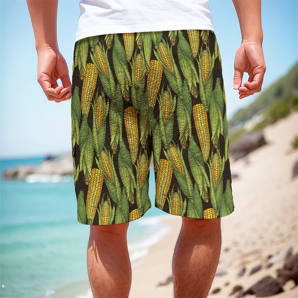 Hand-Drawn Corncob Pattern Print Men's Cargo Shorts
