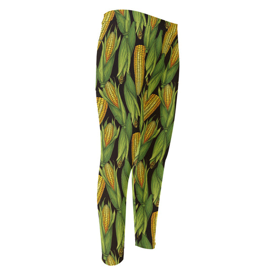Hand-Drawn Corncob Pattern Print Men's Compression Pants