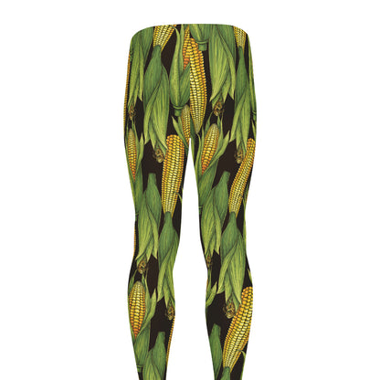 Hand-Drawn Corncob Pattern Print Men's leggings