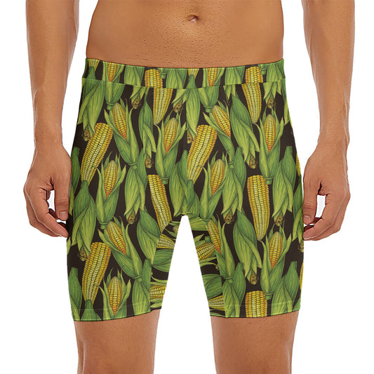 Hand-Drawn Corncob Pattern Print Men's Long Boxer Briefs