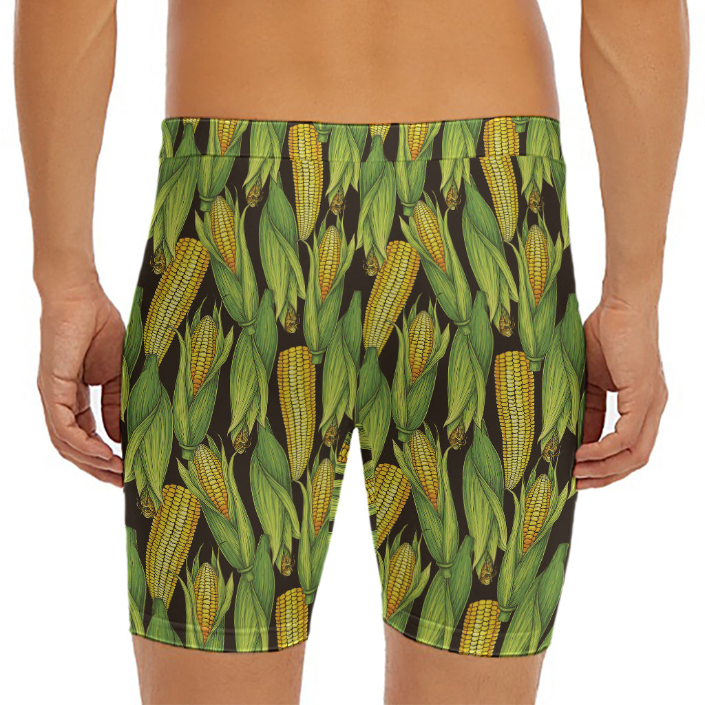 Hand-Drawn Corncob Pattern Print Men's Long Boxer Briefs