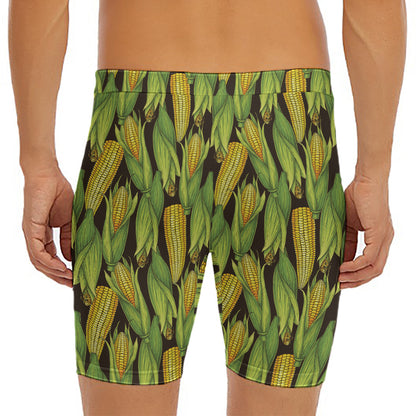 Hand-Drawn Corncob Pattern Print Men's Long Boxer Briefs