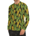 Hand-Drawn Corncob Pattern Print Men's Long Sleeve Rash Guard