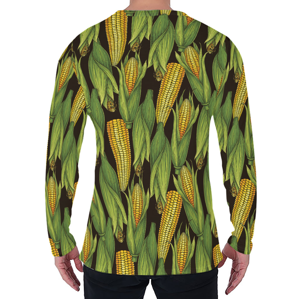Hand-Drawn Corncob Pattern Print Men's Long Sleeve T-Shirt