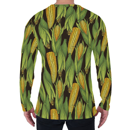 Hand-Drawn Corncob Pattern Print Men's Long Sleeve T-Shirt