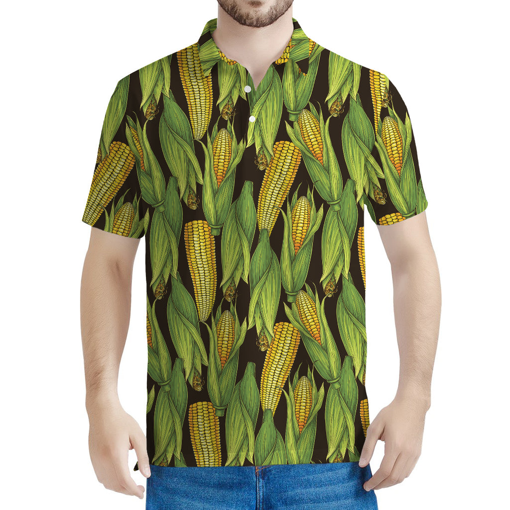 Hand-Drawn Corncob Pattern Print Men's Polo Shirt