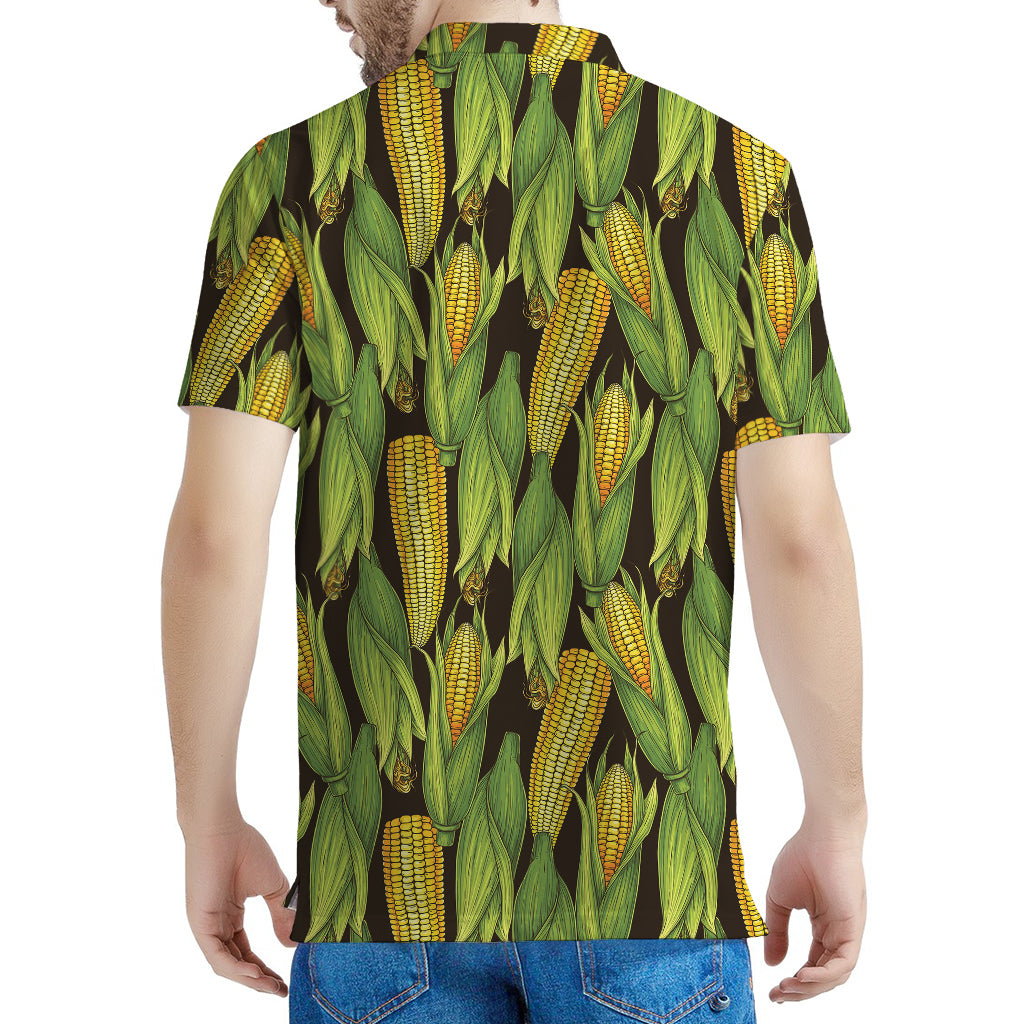 Hand-Drawn Corncob Pattern Print Men's Polo Shirt