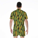 Hand-Drawn Corncob Pattern Print Men's Rompers