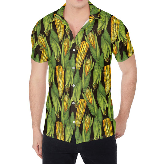 Hand-Drawn Corncob Pattern Print Men's Shirt
