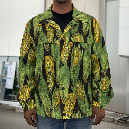 Hand-Drawn Corncob Pattern Print Men's Shirt Jacket