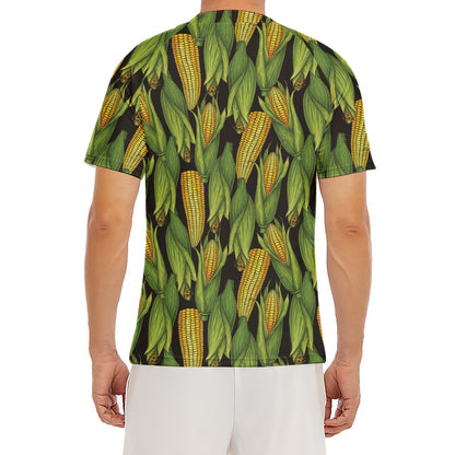 Hand-Drawn Corncob Pattern Print Men's Short Sleeve Rash Guard