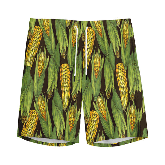 Hand-Drawn Corncob Pattern Print Men's Sports Shorts
