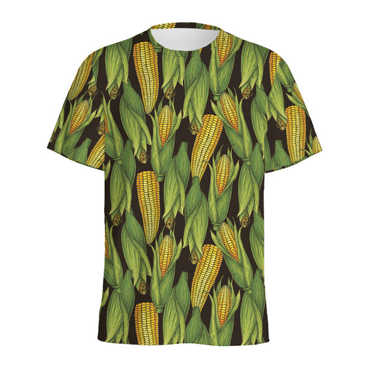 Hand-Drawn Corncob Pattern Print Men's Sports T-Shirt