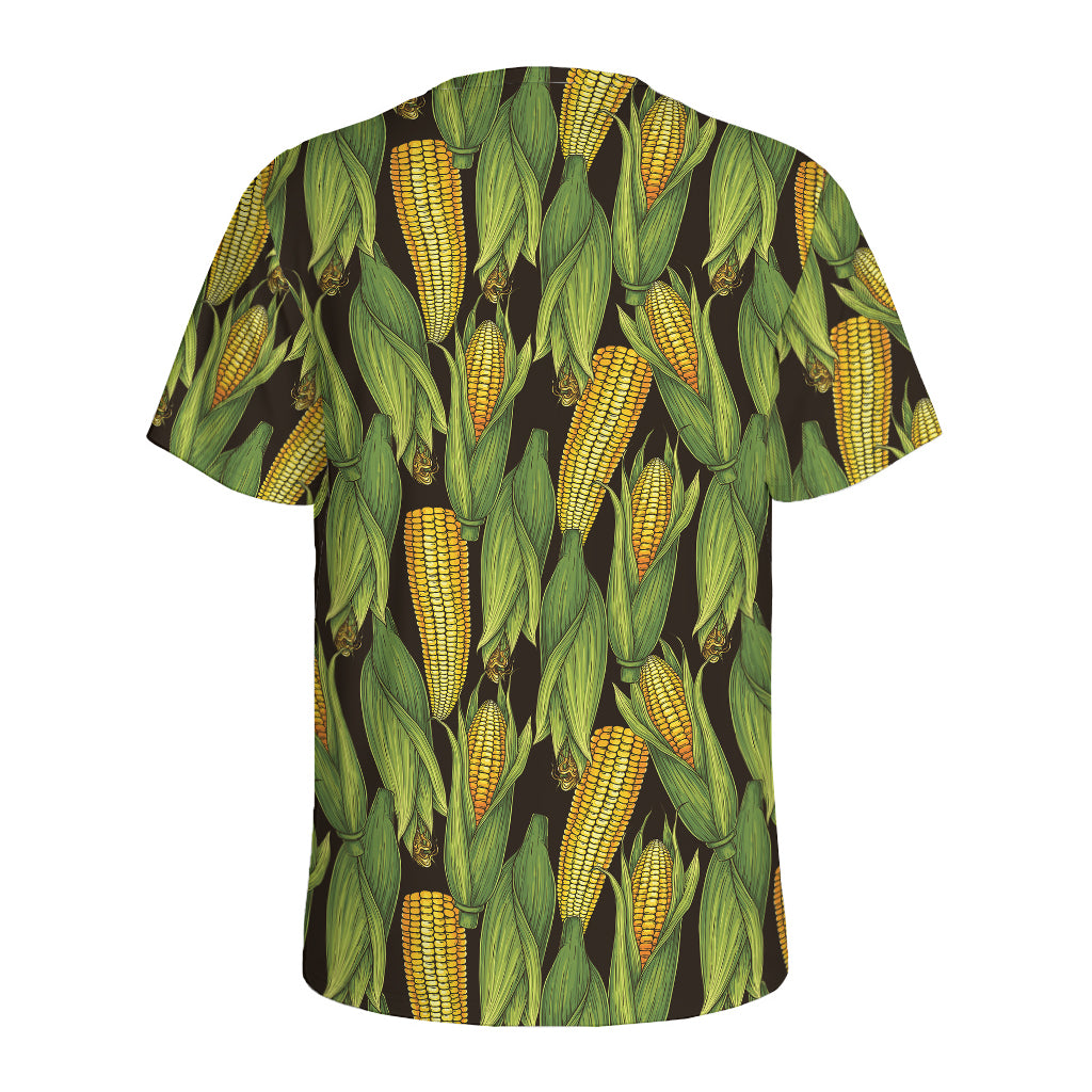 Hand-Drawn Corncob Pattern Print Men's Sports T-Shirt