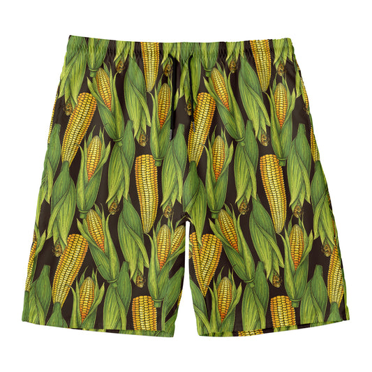 Hand-Drawn Corncob Pattern Print Men's Swim Trunks