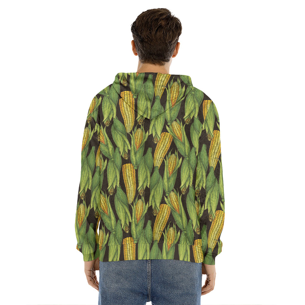 Hand-Drawn Corncob Pattern Print Men's Velvet Pullover Hoodie