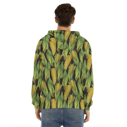 Hand-Drawn Corncob Pattern Print Men's Velvet Pullover Hoodie