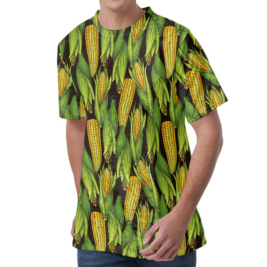 Hand-Drawn Corncob Pattern Print Men's Velvet T-Shirt