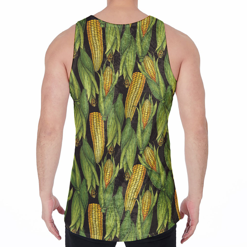 Hand-Drawn Corncob Pattern Print Men's Velvet Tank Top