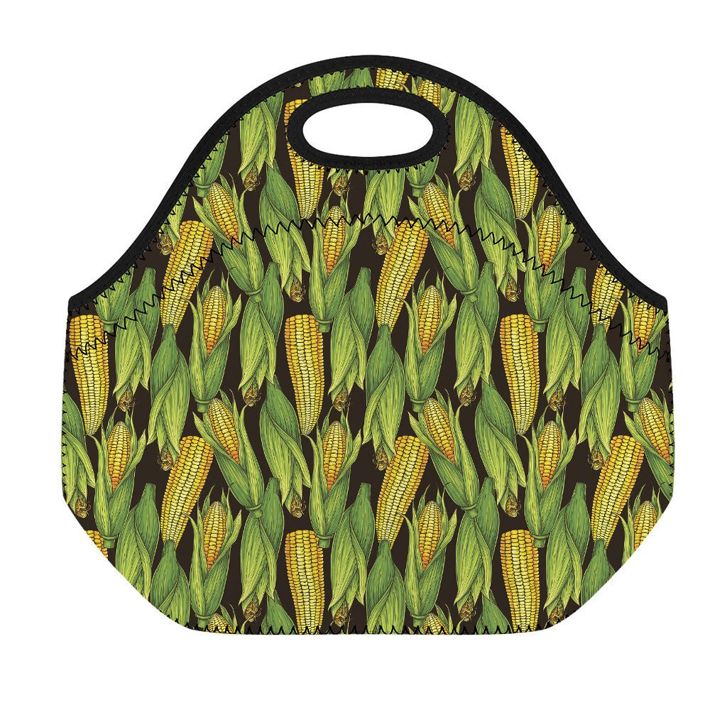 Hand-Drawn Corncob Pattern Print Neoprene Lunch Bag