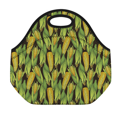 Hand-Drawn Corncob Pattern Print Neoprene Lunch Bag