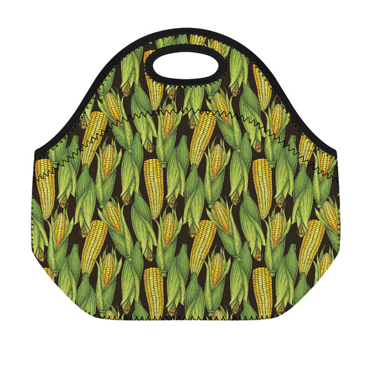 Hand-Drawn Corncob Pattern Print Neoprene Lunch Bag