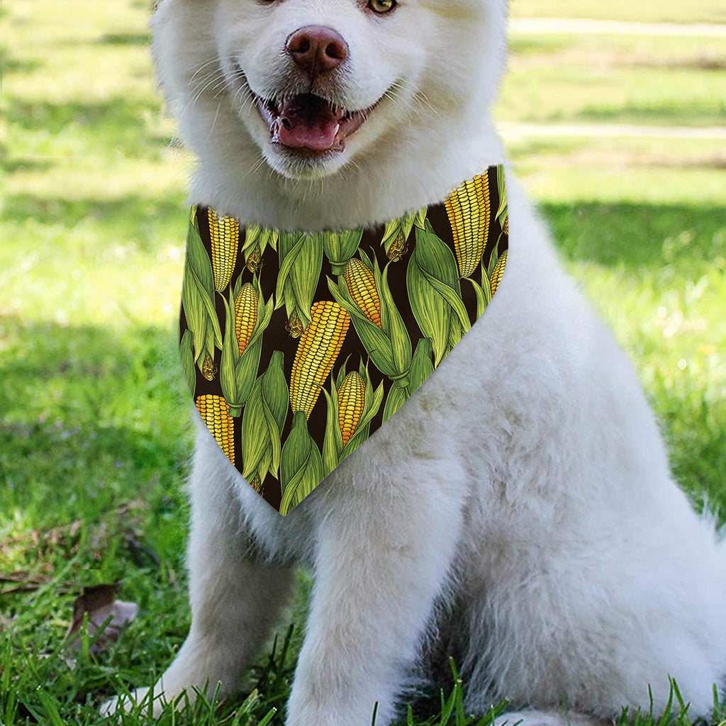 Hand-Drawn Corncob Pattern Print Over The Collar Dog Bandana