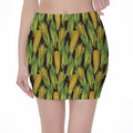 Hand-Drawn Corncob Pattern Print Pencil Mini Skirt