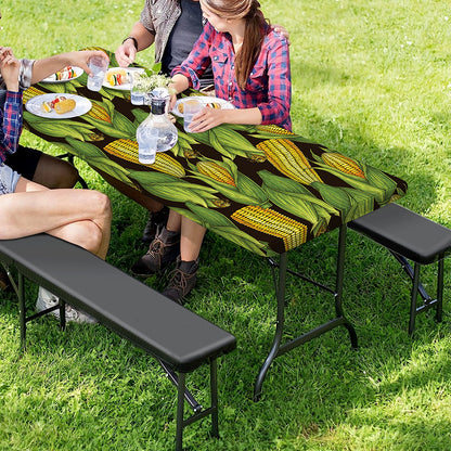 Hand-Drawn Corncob Pattern Print Picnic Table Cover