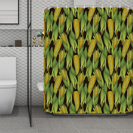Hand-Drawn Corncob Pattern Print Polyester Shower Curtain