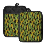 Hand-Drawn Corncob Pattern Print Pot Holders With Pocket
