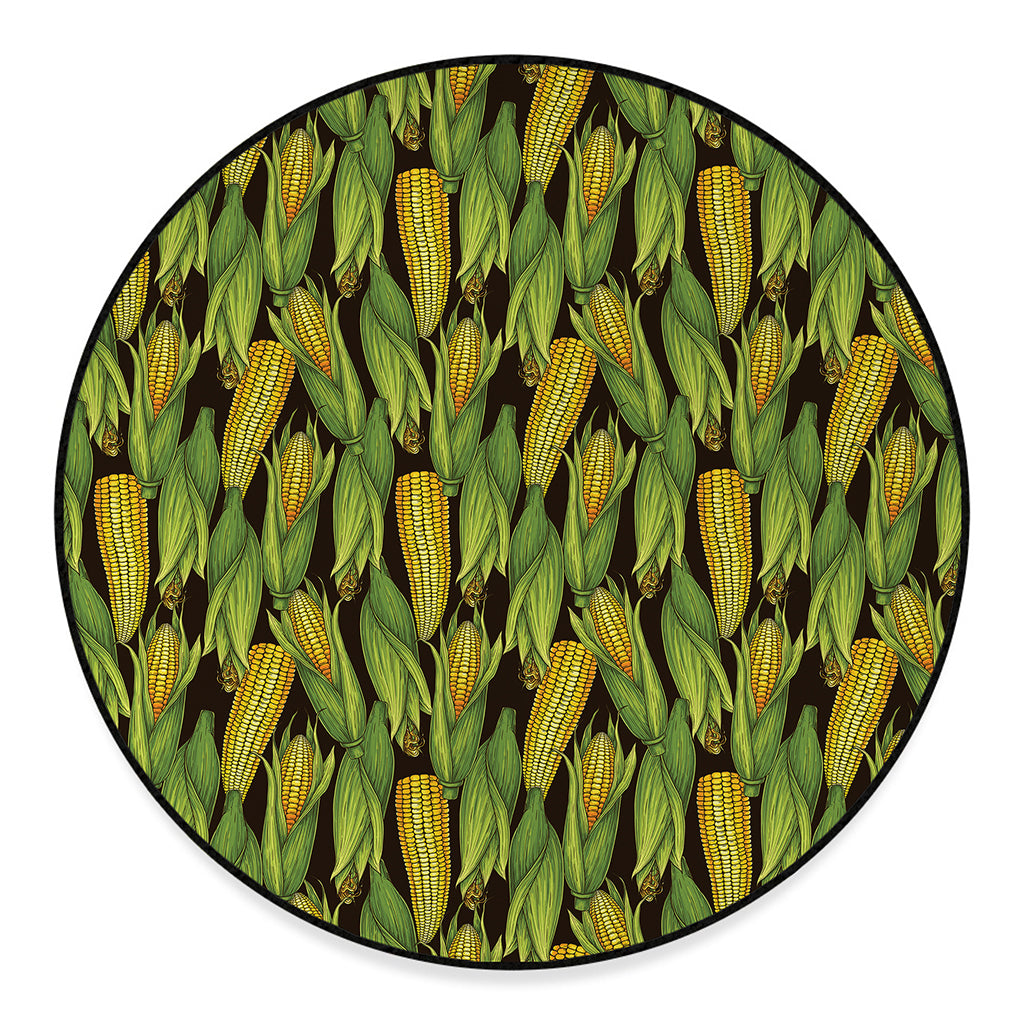 Hand-Drawn Corncob Pattern Print Round Floor Mat