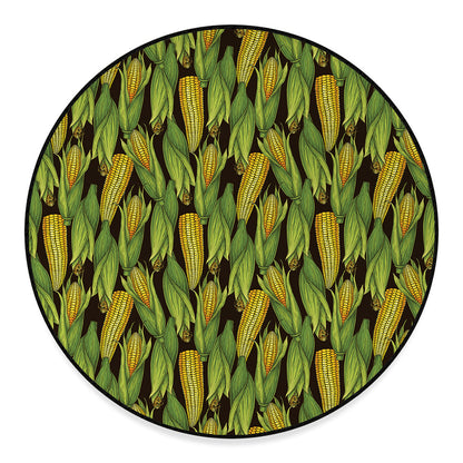 Hand-Drawn Corncob Pattern Print Round Floor Mat