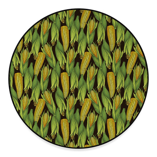 Hand-Drawn Corncob Pattern Print Round Floor Mat