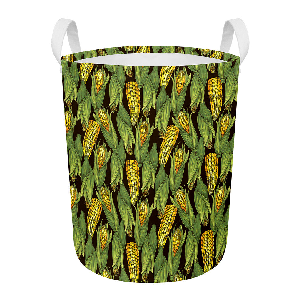 Hand-Drawn Corncob Pattern Print Round Laundry Basket