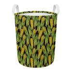 Hand-Drawn Corncob Pattern Print Round Laundry Basket
