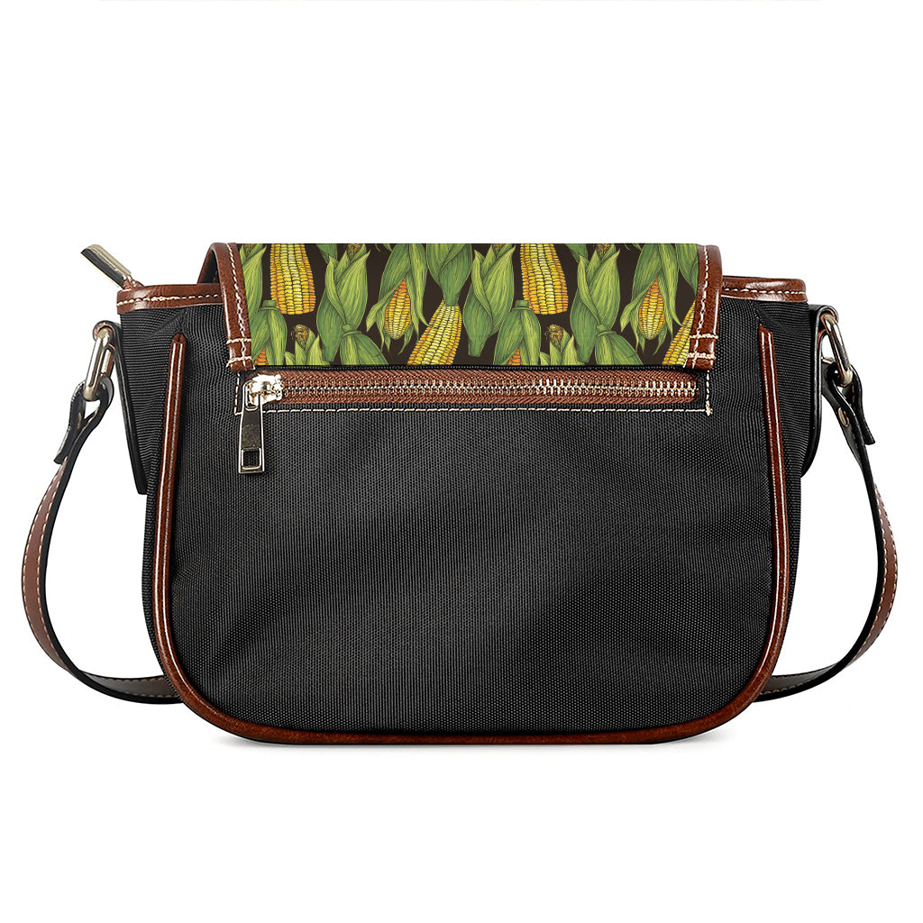 Hand-Drawn Corncob Pattern Print Saddle Bag