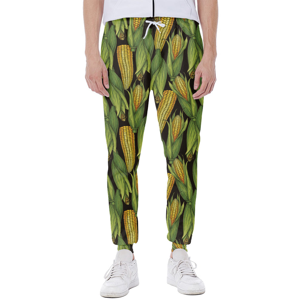Hand-Drawn Corncob Pattern Print Scuba Joggers