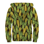 Hand-Drawn Corncob Pattern Print Sherpa Lined Zip Up Hoodie