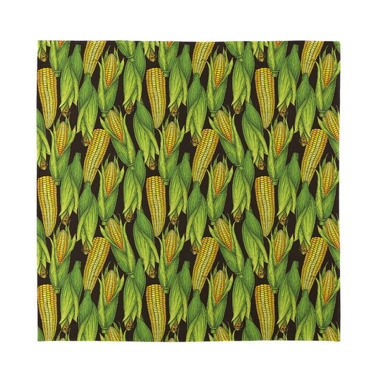 Hand-Drawn Corncob Pattern Print Silk Bandana