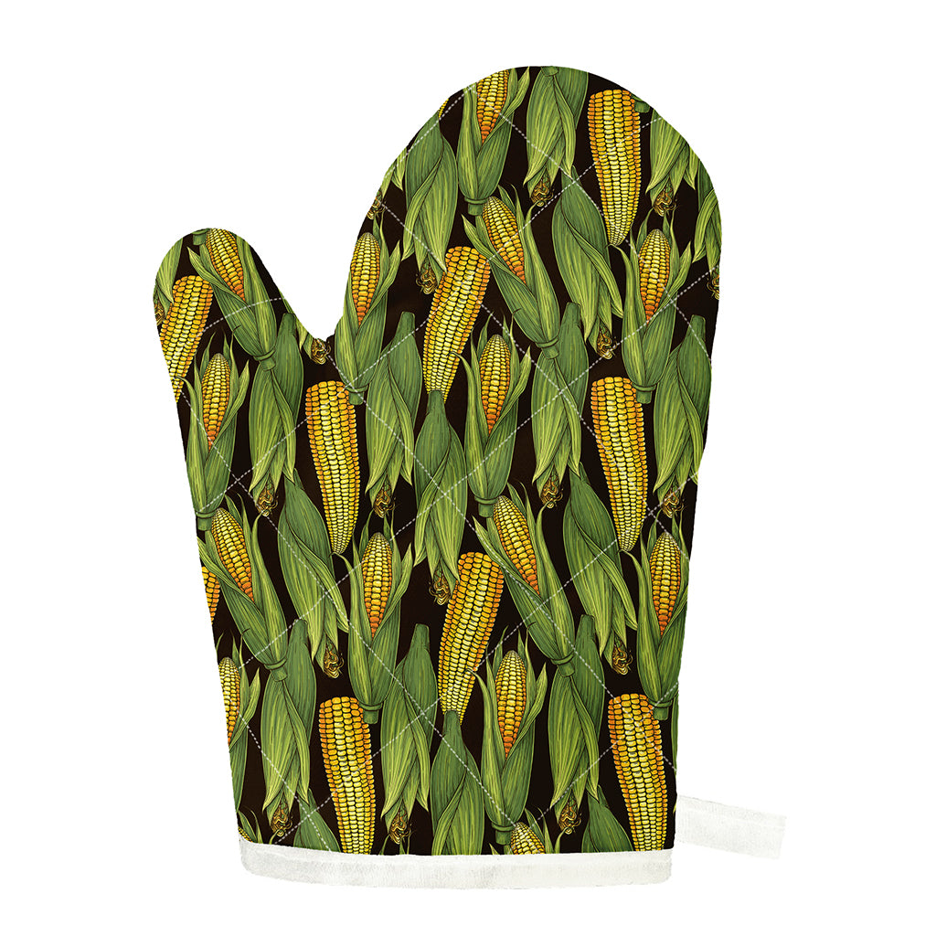 Hand-Drawn Corncob Pattern Print Single Oven Mitt