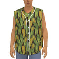 Hand-Drawn Corncob Pattern Print Sleeveless Baseball Jersey