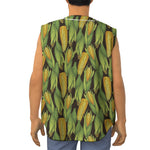 Hand-Drawn Corncob Pattern Print Sleeveless Baseball Jersey