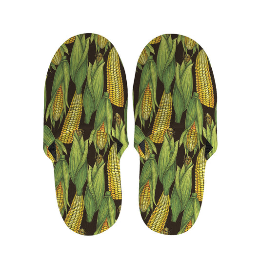 Hand-Drawn Corncob Pattern Print Slippers