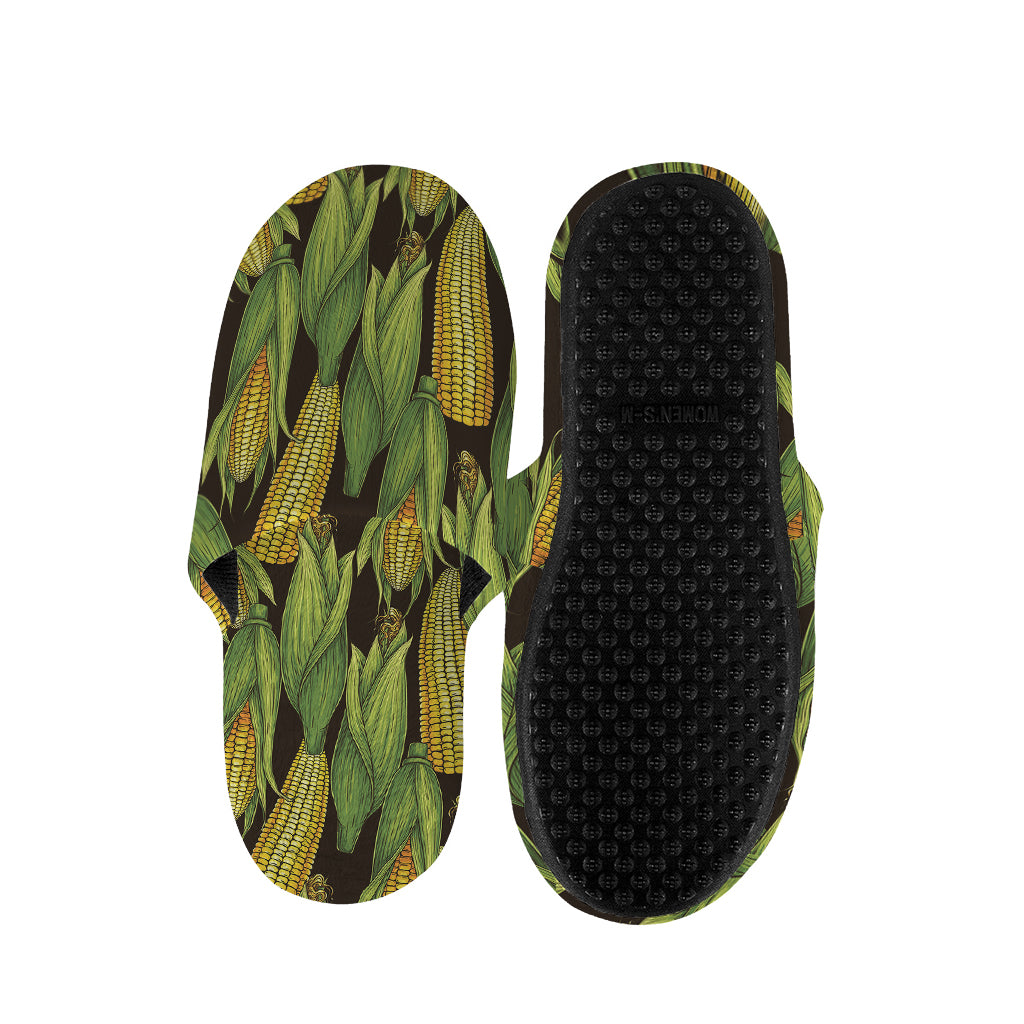 Hand-Drawn Corncob Pattern Print Slippers