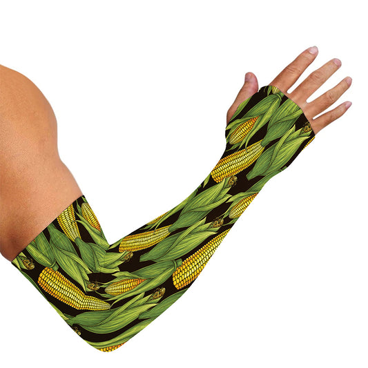 Hand-Drawn Corncob Pattern Print Sun Protection Arm Sleeves