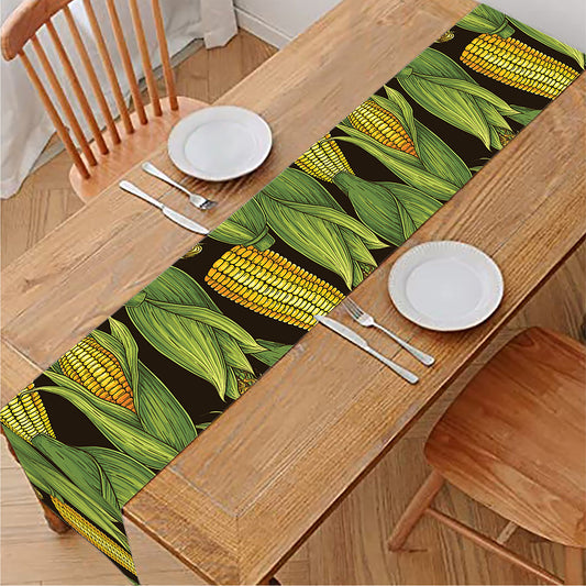 Hand-Drawn Corncob Pattern Print Table Runner