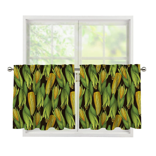 Hand-Drawn Corncob Pattern Print Tier Curtains