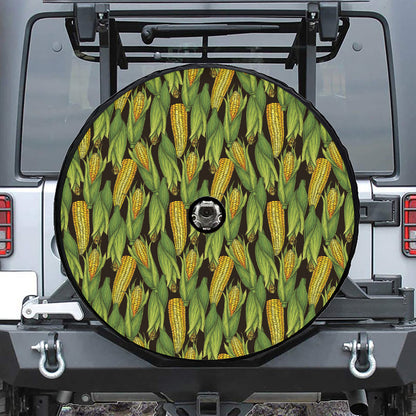 Hand-Drawn Corncob Pattern Print Tire Cover With Camera Hole